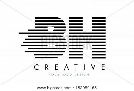 Bh B H Zebra Letter Logo Design With Black And White Stripes
