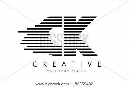 Ck C K Zebra Letter Logo Design With Black And White Stripes