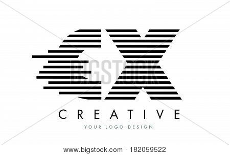 Cx C X Zebra Letter Logo Design With Black And White Stripes