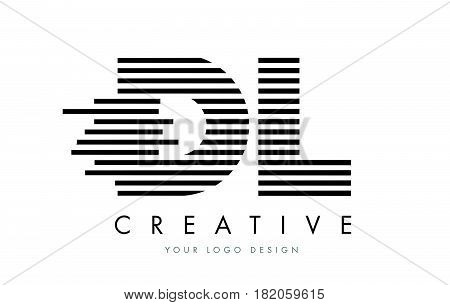 Dl D L Zebra Letter Logo Design With Black And White Stripes