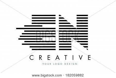 En E N Zebra Letter Logo Design With Black And White Stripes