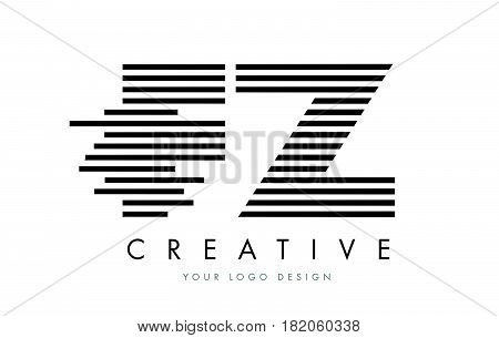 Fz F Z Zebra Letter Logo Design With Black And White Stripes