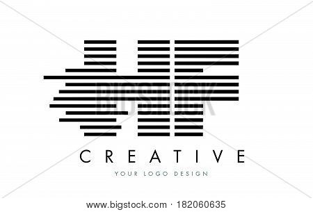 Hf H F Zebra Letter Logo Design With Black And White Stripes