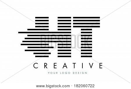 Ht H T Zebra Letter Logo Design With Black And White Stripes