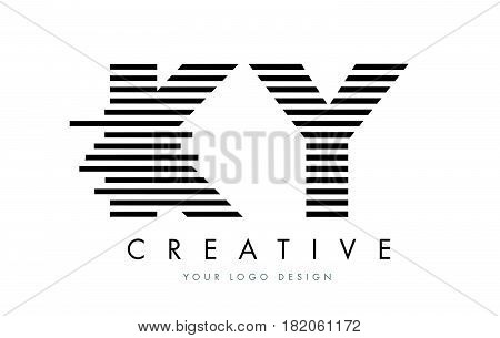 Ky K Y Zebra Letter Logo Design With Black And White Stripes
