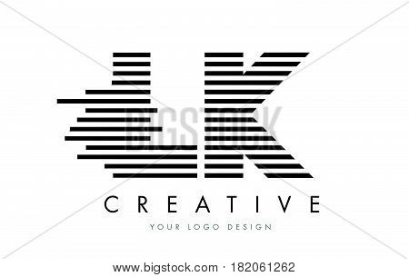 Lk L K Zebra Letter Logo Design With Black And White Stripes