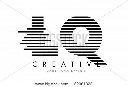 Lq L Q Zebra Letter Logo Design With Black And White Stripes