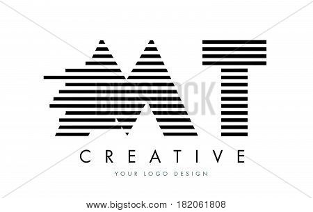 Mt M T Zebra Letter Logo Design With Black And White Stripes