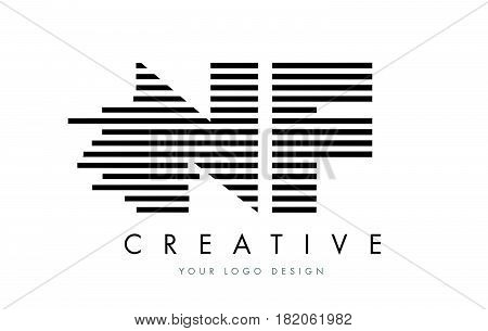 Nf N F Zebra Letter Logo Design With Black And White Stripes