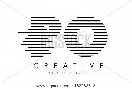 Po P O Zebra Letter Logo Design With Black And White Stripes