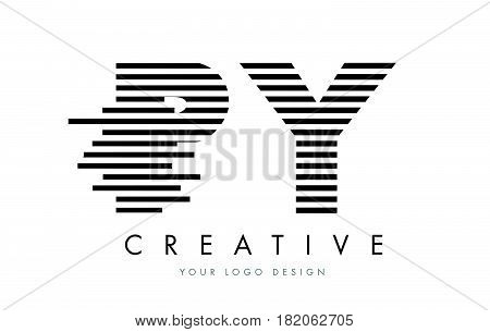 Py P Y Zebra Letter Logo Design With Black And White Stripes
