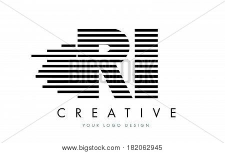 Ri R I Zebra Letter Logo Design With Black And White Stripes