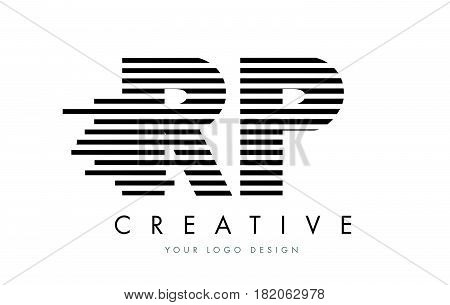 Rp R P Zebra Letter Logo Design With Black And White Stripes