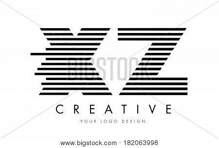 Xz X Z Zebra Letter Logo Design With Black And White Stripes