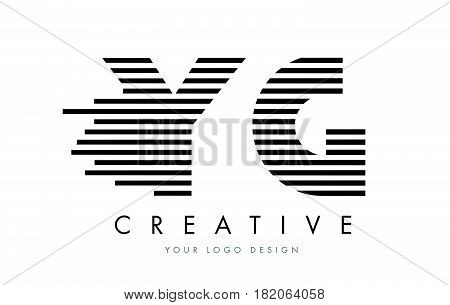 Yg Y G Zebra Letter Logo Design With Black And White Stripes