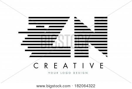 Zn Z N Zebra Letter Logo Design With Black And White Stripes