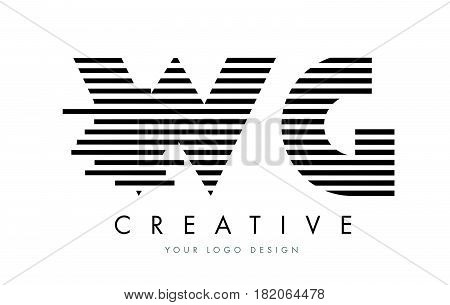 Wg W G Zebra Letter Logo Design With Black And White Stripes