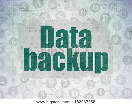 Information concept: Painted green text Data Backup on Digital Data Paper background with  Scheme Of Hexadecimal Code
