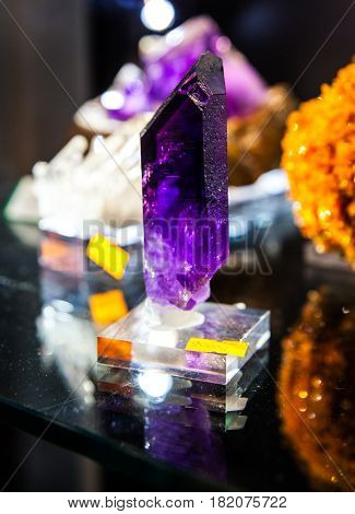 various stones and minerals at the exhibition