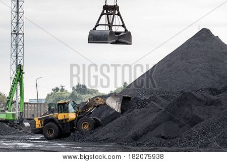 Maritime transportation industry. Work in port coal transshipment terminal.