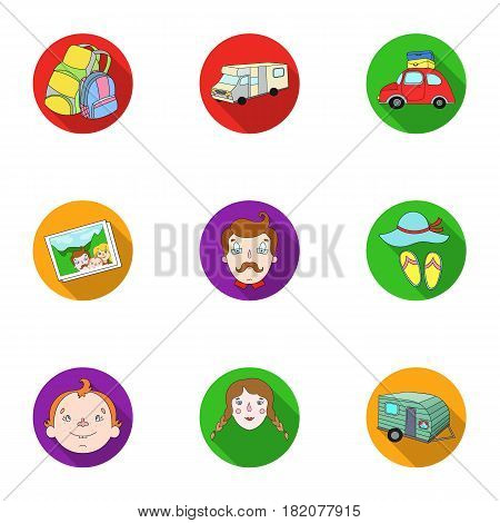 Family, family traditions, recreation. Family life.Family holiday icon in set collection on flat style vector symbol stock web illustration.