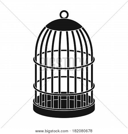 Metal cage for birds.Pet shop single icon in black style vector symbol stock illustration .