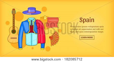 Spain banner horizontal concept corrida. Cartoon illustration of Spain corrida banner horizontal vector for web