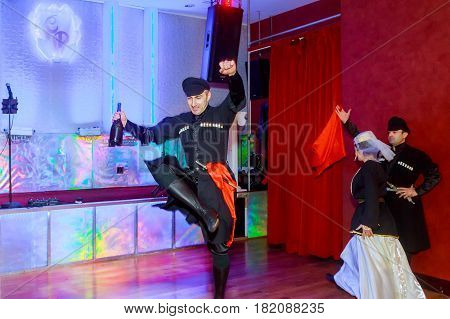 April 01 2017 Newyork Ny Usa: Georgian Dancers Dancing A Folklore Dance Show On Stage