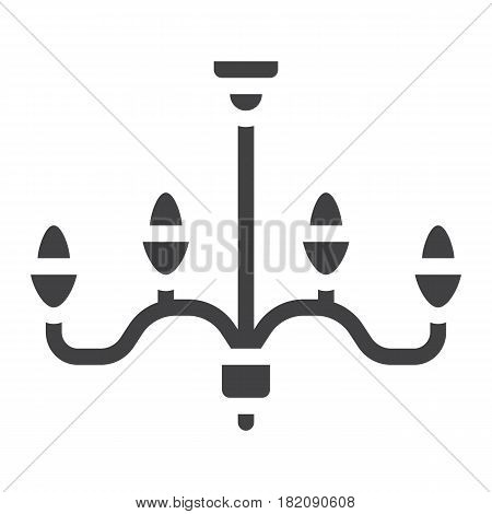 Chandelier solid icon, Furniture and interior element, ceiling lamp vector graphics, a filled pattern on a white background, eps 10.