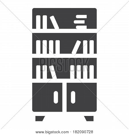 Bookshelf solid icon, Furniture and interior element, vector graphics, a filled pattern on a white background, eps 10.