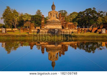 Sukhothai, Thailand - January 16 2017: Wat Mahathat Temple In The Precinct Of Sukhothai Historical P
