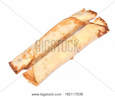 Delicious cheese blintz isolated on white background