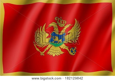 National flag of Montenegro country. Patriotic state symbol in official colors. Illustration of Sounhern European country flag. Vector icon