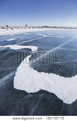 Cape Uyuga Landscape. Lake Baikal, Winter