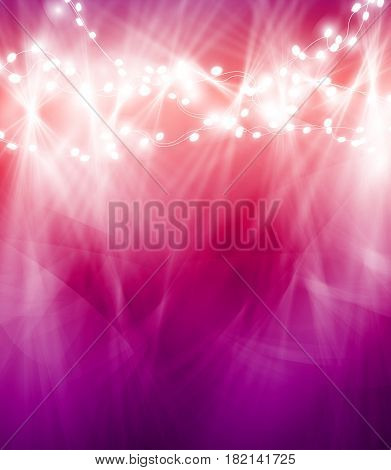 Colourful Glowing Christmas Lights And Greeting Card. Vector illustration