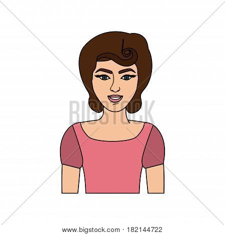 colorful drawing of half body woman with pin up swirl hairstyle