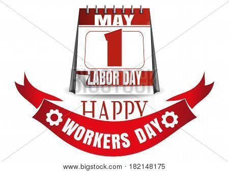 Labor Day calendar. May 1. Holiday date in calendar. Happy Workers Day. Vector illustration isolated on white background
