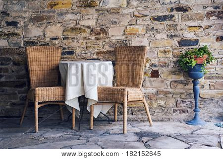 Street cafe. Cozy outdoor cafe in Europe