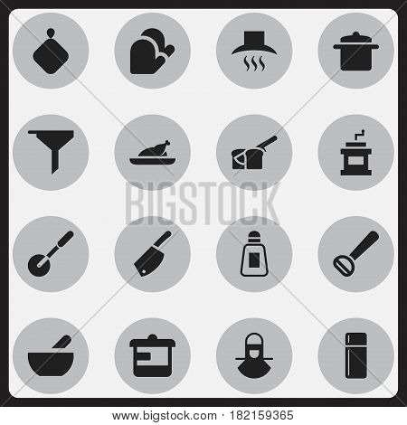 Set Of 16 Editable Cooking Icons. Includes Symbols Such As Utensil, Husker, Filtering And More. Can Be Used For Web, Mobile, UI And Infographic Design.