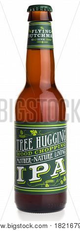 GRONINGEN, NETHERLANDS - APRIL 15, 2017: Bottle of Dutch Flying Dutchman IPA craft beer isolated on a white background