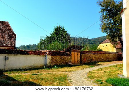 Old Fortified Medieval Saxon Church In Dirjiu, Transylvania