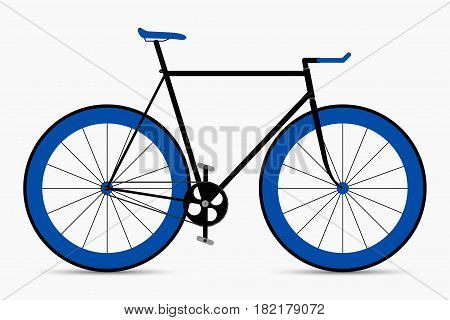 Hipster single speed bike in black and blue colors. City bicycles with fixed gear.