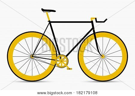 Hipster single speed bike in black and gold colors. City bicycles with fixed gear.