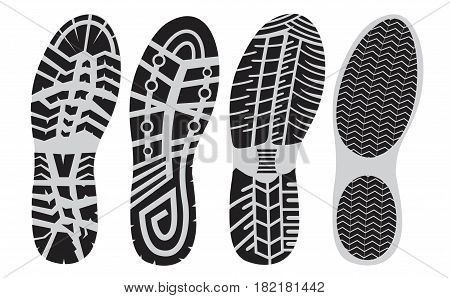 set footprint sport shoes stock vector  foot