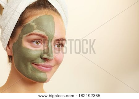 Woman Face With Green Clay Mud Mask