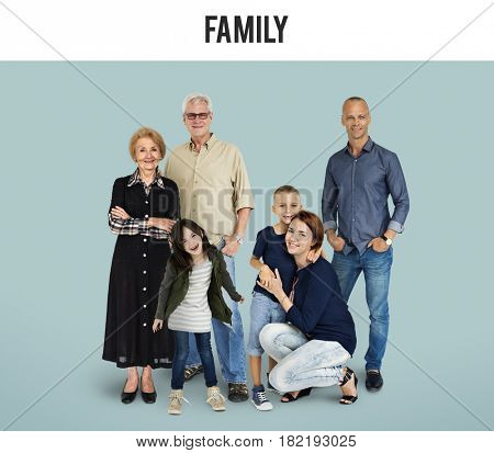 Diversity of People Generations Set Together Studio Isolated