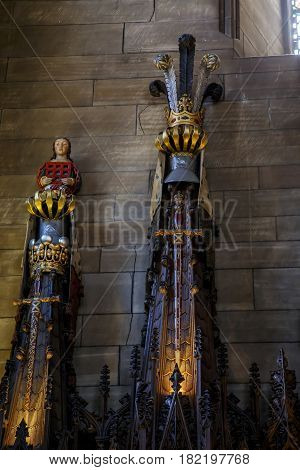 EDINBURGH, GREAT BRITAIN - SEPTEMBER 10, 2014: This is a fragment of the interior of the chapel of the Order of the Thistle in the Scottish presverterian Sr Giles' Cathedral.