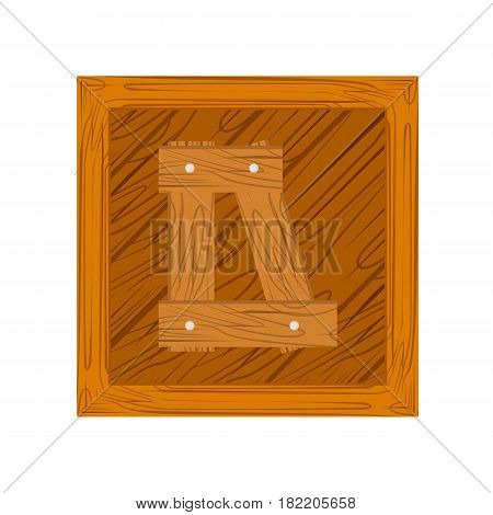wooden alphabet D letter icon isolated on white background