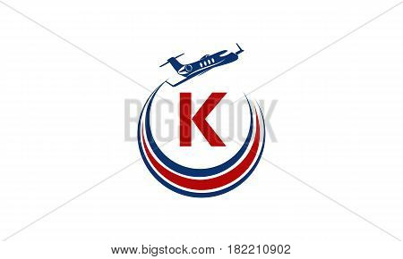 Airplane Logo Swoosh Travel Jet Initial K