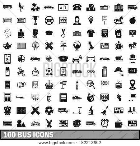 100 bus icons set in simple style for any design vector illustration